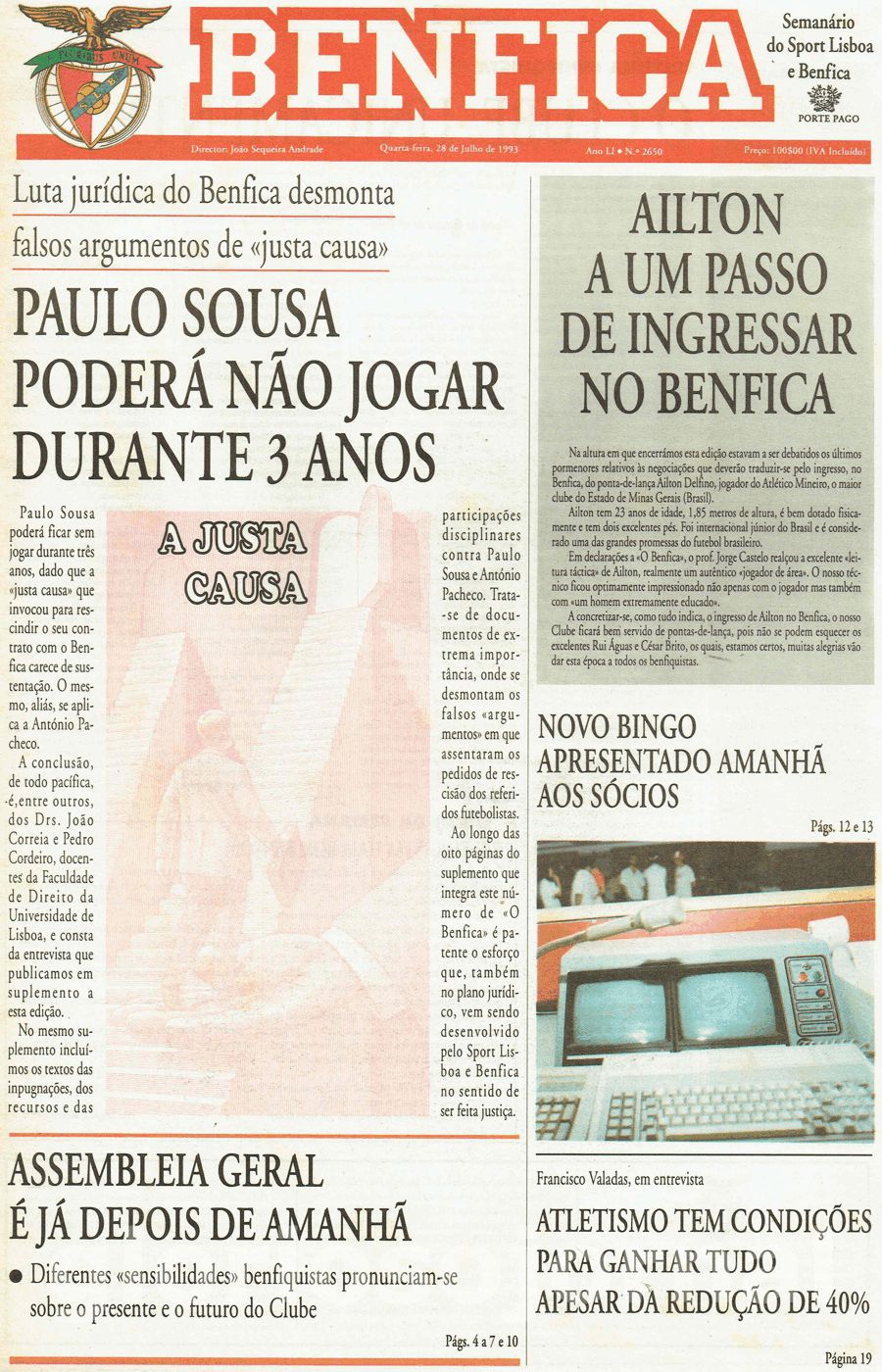 jornal o benfica 2650 1993-07-28